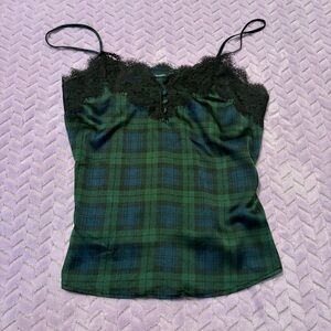 Abercrombie & Fitch Plaid Cami with Lace Trim